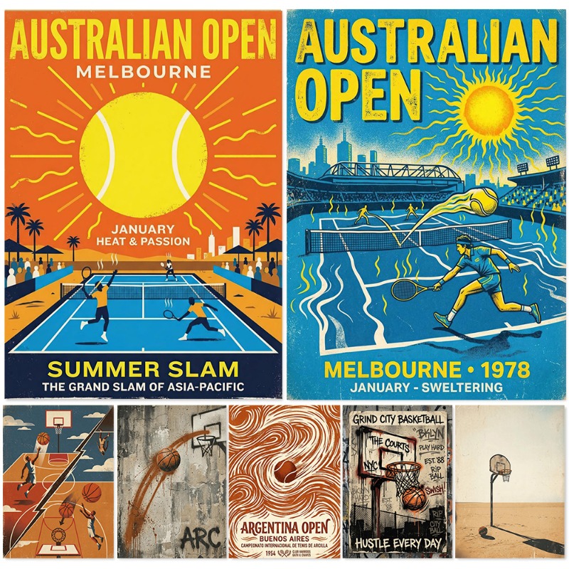 Vintage Tennis Basketbal Wandd - Badminton Poster recensie en prijs